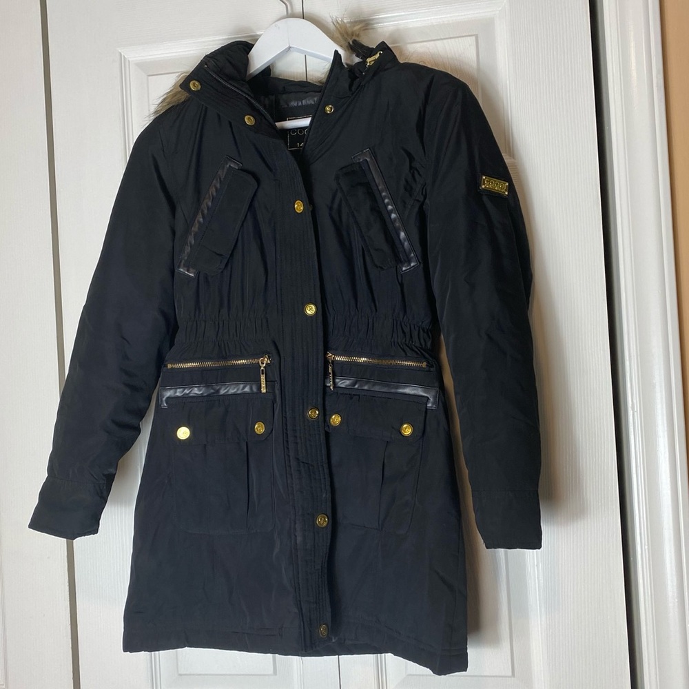 Coogi Zip Up Puffer Faux Fur Hooded Jacket